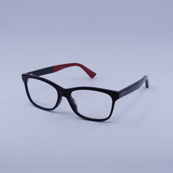 Gucci GG0162OA 003 Eyeglasses Black/Red/Green 55mm Rectangle Frame - Picture 1 of 9